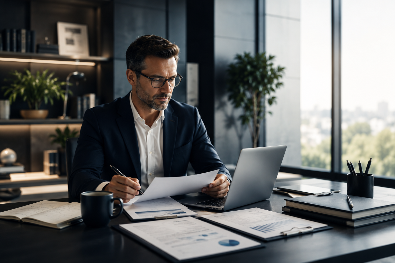 Business owner getting organized with software
